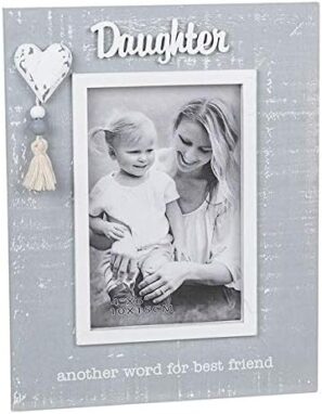 Daughter Grey and White Heart and Tassel Frame 4 x 6