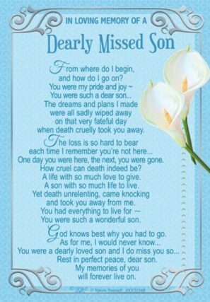 Dearly Missed Son Memorial Graveside Card