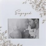 Engaged Pale Grey Glass Gold Floral Frame 6 x 4