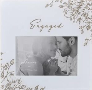 Engaged Pale Grey Glass Gold Floral Frame 6 x 4