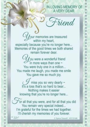 Friend Open Memorial Graveside Card