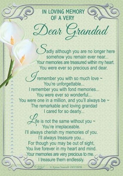 Grandad Open Memorial Graveside Card