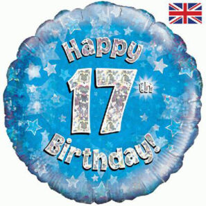Happy 17th birthday Blue 18 inch Balloon