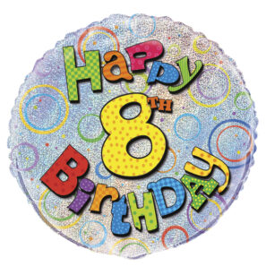 Happy 8th Birthday Prism 18inch Balloon