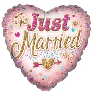 Just Married Pink Heart Foil Balloon
