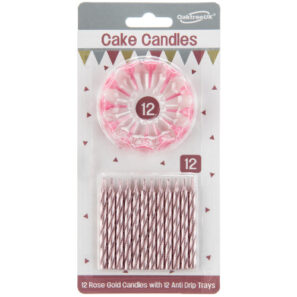 Metallic Rose Gold Spiral Cake Candles (12)
