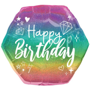 Multicolour Sparkle Happy Birthday Shape Balloon