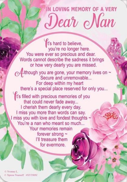 Nan Memorial Graveside Card