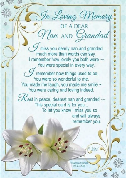 Nan and Grandad Open Memorial Graveside Card