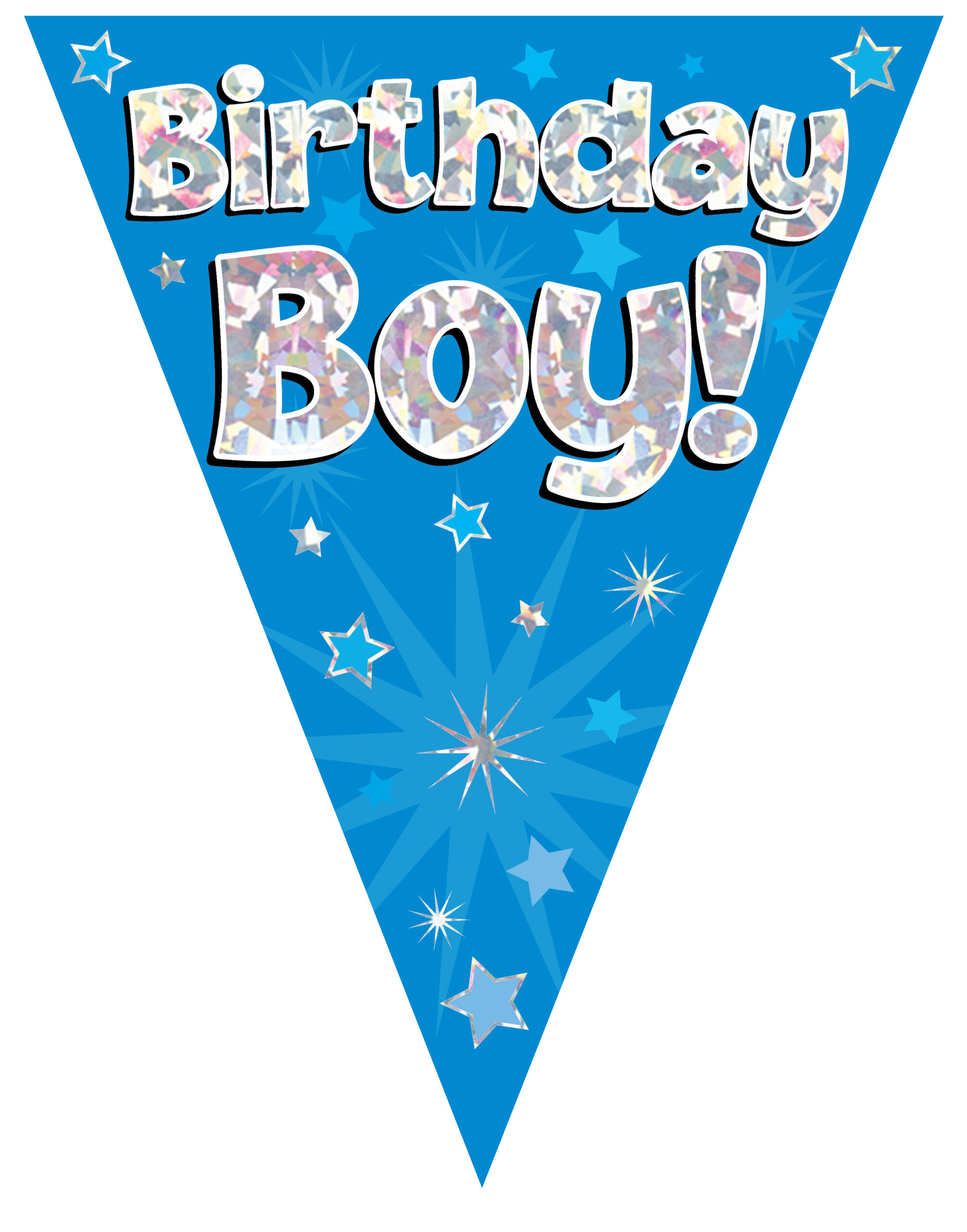 Party Bunting Birthday Boy Blue Holographic