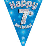 Party Bunting Happy 7th Birthday Blue Holographic