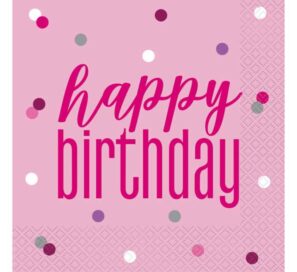Pink Glitz Birthday Napkins 33 x 33 cm
