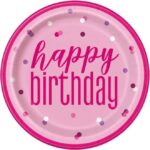 Pink Glitz Birthday Paper Plates 9inch