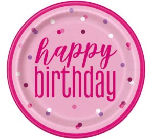 Pink Glitz Birthday Paper Plates 9inch