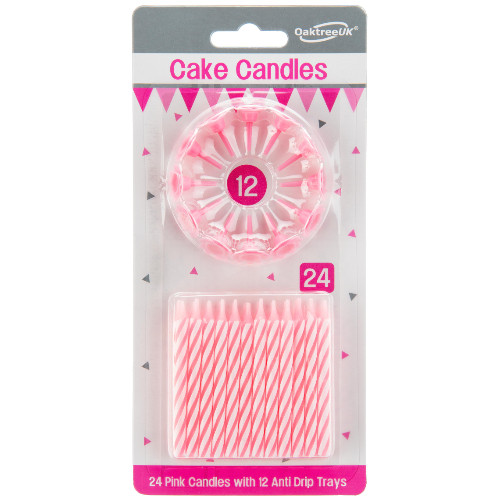 Pink Spiral Cake Candles (24)