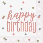 Rose Gold Glitz Birthday Napkins 33 x 33 cm