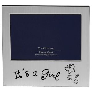 Satin SIlver It's A Girl 5x3 Frame