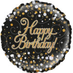 Sparkling Fizz Birthday Black & Gold Holographic