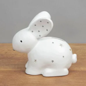 White Bunny Rabbit Resin Money Box