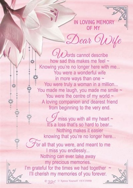 Wife Open Memorial Graveside Card