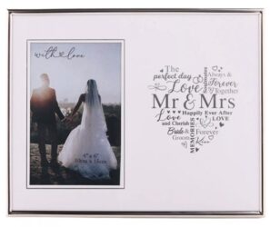 With Love Silver Heart Frame 4 x 6 Mr & Mrs