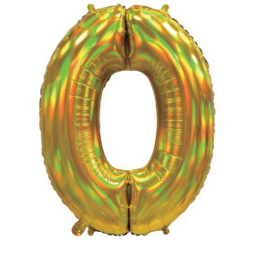 Giant Number Helium Balloons 0-9 - Iridescent Gold